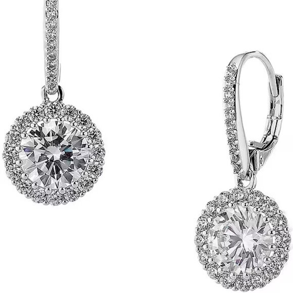 Nadri Framed Round Cubic Zirconia Drop Earrings - Picture 4 of 4